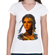 PRINTFASHION Ciri - Női V-nyakú póló - Fehér