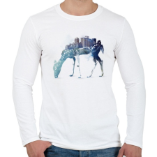 PRINTFASHION City deer - Férfi hosszú ujjú póló - Fehér férfi póló
