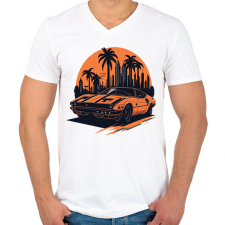 PRINTFASHION Classic car - Férfi V-nyakú póló - Fehér férfi póló