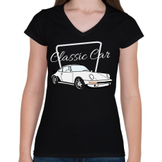 PRINTFASHION Classic Car - Női V-nyakú póló - Fekete
