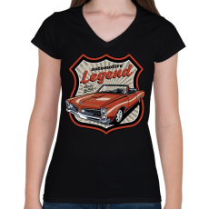 PRINTFASHION classic car - Női V-nyakú póló - Fekete