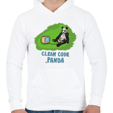 PRINTFASHION clean code panda - Férfi kapucnis pulóver - Fehér