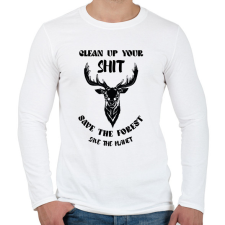 PRINTFASHION Clean up your shit - Természetvédelem - Férfi hosszú ujjú póló - Fehér férfi póló
