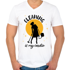 PRINTFASHION Cleaning is my cardio - Férfi V-nyakú póló - Fehér