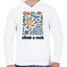 PRINTFASHION Climb a rock - Férfi kapucnis pulóver - Fehér férfi pulóver, kardigán