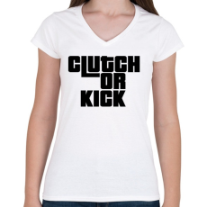 PRINTFASHION Clutch or Kick - Női V-nyakú póló - Fehér