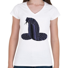 PRINTFASHION cobra-6369762 - Női V-nyakú póló - Fehér női póló