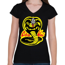PRINTFASHION Cobra Kai - Női V-nyakú póló - Fekete női póló