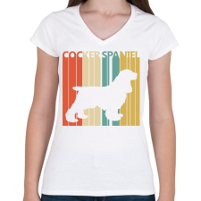 PRINTFASHION Cocker Spaniel - Női V-nyakú póló - Fehér női póló