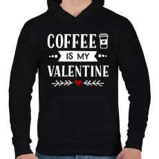 PRINTFASHION Coffe is my valentine - Férfi kapucnis pulóver - Fekete