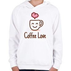 PRINTFASHION Coffe love - Gyerek kapucnis pulóver - Fehér