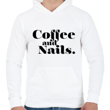 PRINTFASHION Coffee and Nails - Kávé és körmök - Férfi kapucnis pulóver - Fehér férfi pulóver, kardigán
