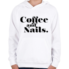 PRINTFASHION Coffee and Nails - Kávé és körmök - Gyerek kapucnis pulóver - Fehér gyerek pulóver, kardigán