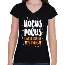 PRINTFASHION Coffee need to focus! - Női V-nyakú póló - Fekete női póló