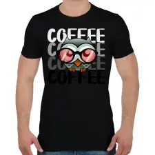 PRINTFASHION coffee owl - Férfi póló - Fekete férfi póló