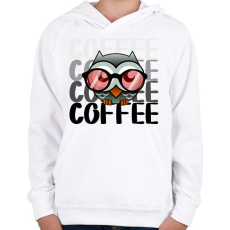 PRINTFASHION coffee owl - Gyerek kapucnis pulóver - Fehér