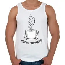 PRINTFASHION Coffee - perfect morning - Férfi atléta - Fehér atléta, trikó