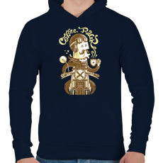 PRINTFASHION Coffee Racer - Férfi kapucnis pulóver - Sötétkék