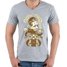 PRINTFASHION Coffee Racer - Férfi V-nyakú póló - Sport szürke férfi póló