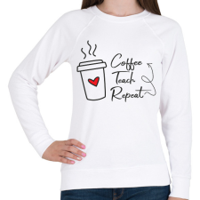 PRINTFASHION coffee_teach_repeat_2 (1) - Női pulóver - Fehér női pulóver, kardigán