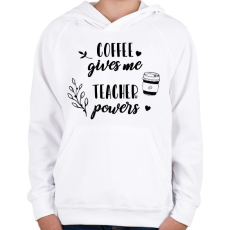 PRINTFASHION Coffee- Teacher - Gyerek kapucnis pulóver - Fehér