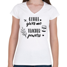 PRINTFASHION Coffee- Teacher - Női V-nyakú póló - Fehér női póló