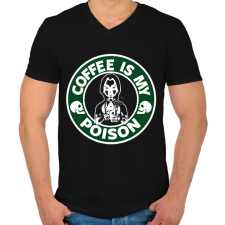 PRINTFASHION coffeismypoison - Férfi V-nyakú póló - Fekete férfi póló