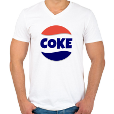 PRINTFASHION COKE - Férfi V-nyakú póló - Fehér férfi póló