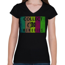 PRINTFASHION COLLECT MEMORIES - Női V-nyakú póló - Fekete női póló