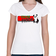 PRINTFASHION Color panda android game - Női V-nyakú póló - Fehér női póló