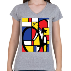 PRINTFASHION Colorful Bike - Női V-nyakú póló - Sport szürke