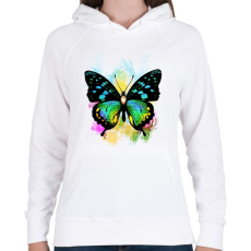 PRINTFASHION colorful butterfly - Női kapucnis pulóver - Fehér