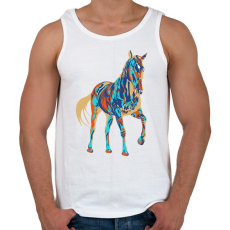 PRINTFASHION Colorfull Horse - Férfi atléta - Fehér