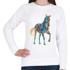 PRINTFASHION Colorfull Horse - Női pulóver - Fehér női pulóver, kardigán