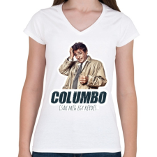 PRINTFASHION Columbo - Csak még egy kérdés - Női V-nyakú póló - Fehér női póló