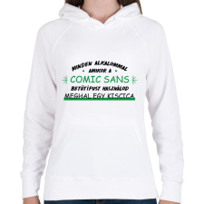 PRINTFASHION Comic Sans - Női kapucnis pulóver - Fehér női pulóver, kardigán