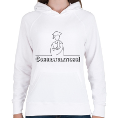 PRINTFASHION Congratulations! - Diplomás minta - Női kapucnis pulóver - Fehér