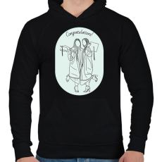 PRINTFASHION Congratulations! - Vonalas diplomás minta - Férfi kapucnis pulóver - Fekete