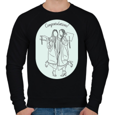PRINTFASHION Congratulations! - Vonalas diplomás minta - Férfi pulóver - Fekete