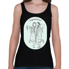 PRINTFASHION Congratulations! - Vonalas diplomás minta - Női atléta - Fekete női trikó
