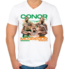 PRINTFASHION Conor McGregor - Férfi V-nyakú póló - Fehér férfi póló