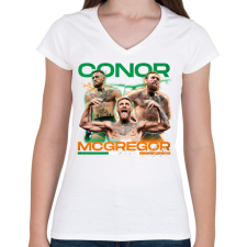 PRINTFASHION Conor McGregor - Női V-nyakú póló - Fehér női póló