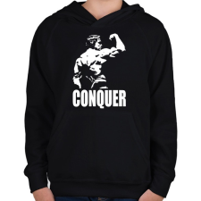 PRINTFASHION Conquer - Gyerek kapucnis pulóver - Fekete gyerek pulóver, kardigán
