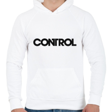 PRINTFASHION Control - Férfi kapucnis pulóver - Fehér férfi pulóver, kardigán