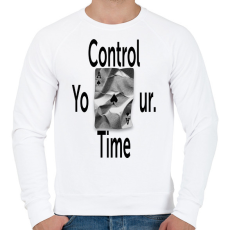 PRINTFASHION Control Your Time. - Férfi pulóver - Fehér
