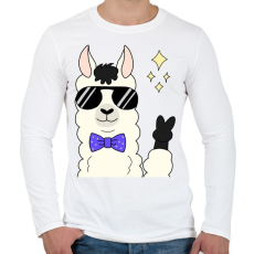 PRINTFASHION cool alpaca - Férfi hosszú ujjú póló - Fehér