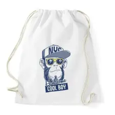 PRINTFASHION cool boy gorilla - Sportzsák, Tornazsák - Fehér tornazsák