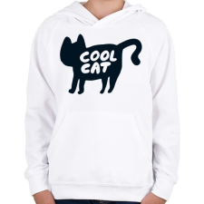 PRINTFASHION Cool Cat - Gyerek kapucnis pulóver - Fehér gyerek pulóver, kardigán