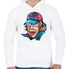 PRINTFASHION Cool Einstein - Férfi kapucnis pulóver - Fehér férfi pulóver, kardigán