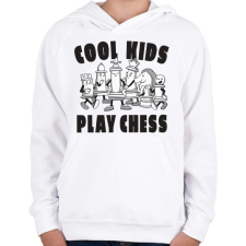 PRINTFASHION Cool kids play chess - sakk - Gyerek kapucnis pulóver - Fehér gyerek pulóver, kardigán